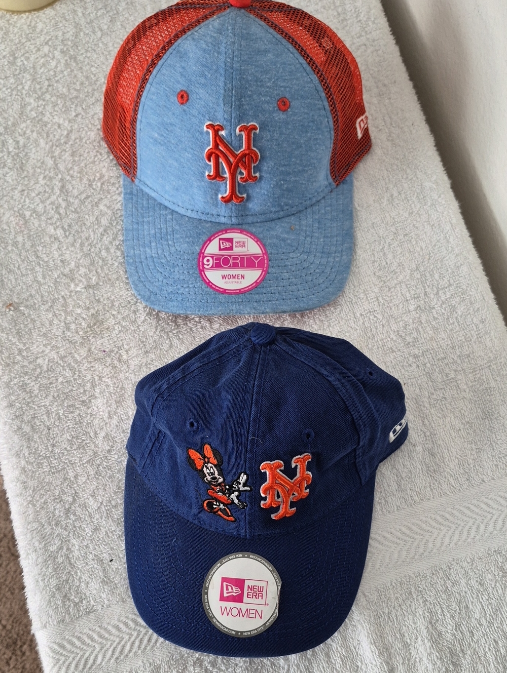 2 New Era Women's MLB Caps - Light Denim & Navy with Orange Accents